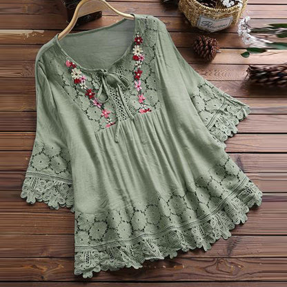 Elegance Blossom Tie Neck Blouse