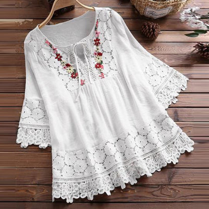 Elegance Blossom Tie Neck Blouse