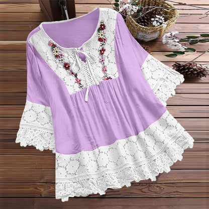 Elegance Blossom Tie Neck Blouse