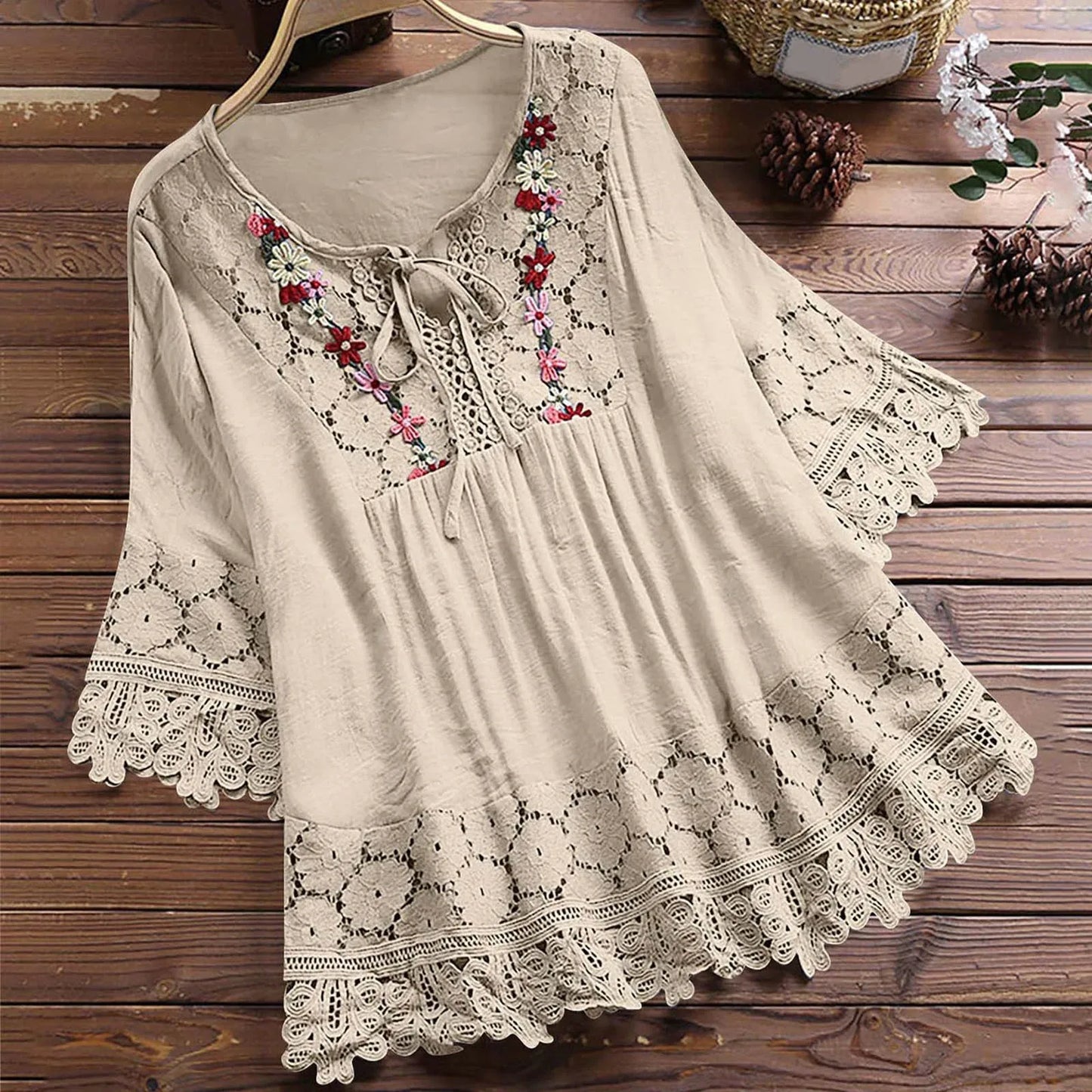 Elegance Blossom Tie Neck Blouse